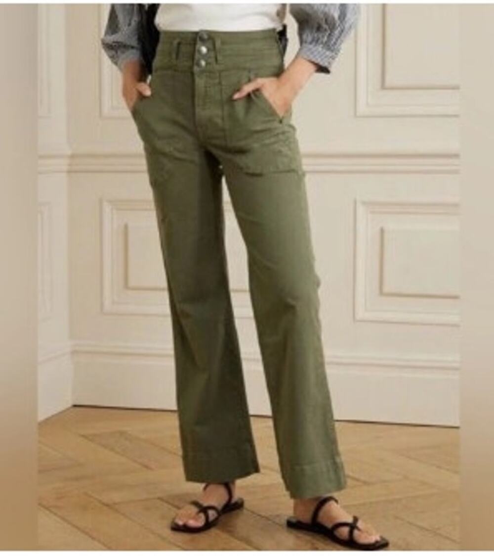 Veronica Beard Marley Convertible Leg High Rise Green Pants Size 28